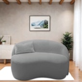 Sofá Curvo Freesia Design Orgânico Moderno 180cm Bouclé Cinza