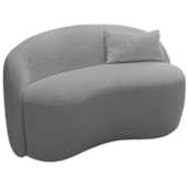 Sofá Curvo Freesia Design Orgânico Moderno 180cm Bouclé Cinza