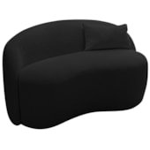 Sofá Curvo Freesia Design Orgânico Moderno 180cm Bouclé Preto