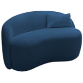 Sofá Curvo Freesia Design Orgânico Moderno 180cm Suede Azul Marinho