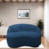 Sofá Curvo Freesia Design Orgânico Moderno 180cm Suede Azul Marinho