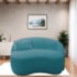 Sofá Curvo Freesia Design Orgânico Moderno 180cm Suede Azul Turquesa