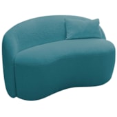 Sofá Curvo Freesia Design Orgânico Moderno 180cm Suede Azul Turquesa