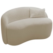Sofá Curvo Freesia Design Orgânico Moderno 180cm Suede Bege