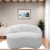 Sofá Curvo Freesia Design Orgânico Moderno 180cm Suede Branco