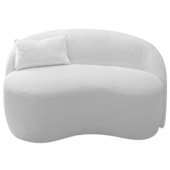 Sofá Curvo Freesia Design Orgânico Moderno 180cm Suede Branco