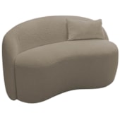 Sofá Curvo Freesia Design Orgânico Moderno 180cm Suede Cappuccino