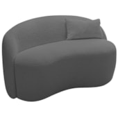 Sofá Curvo Freesia Design Orgânico Moderno 180cm Suede Cinza Escuro