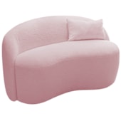 Sofá Curvo Freesia Design Orgânico Moderno 180cm Suede Rosa Bebê