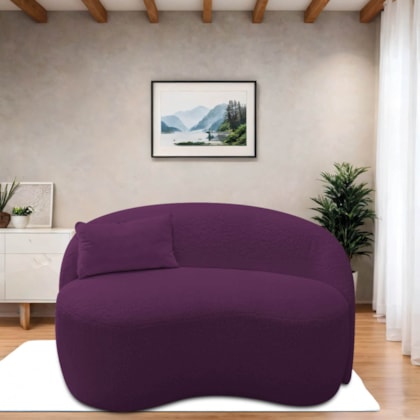 Sofá Curvo Freesia Design Orgânico Moderno 180cm Suede Roxo