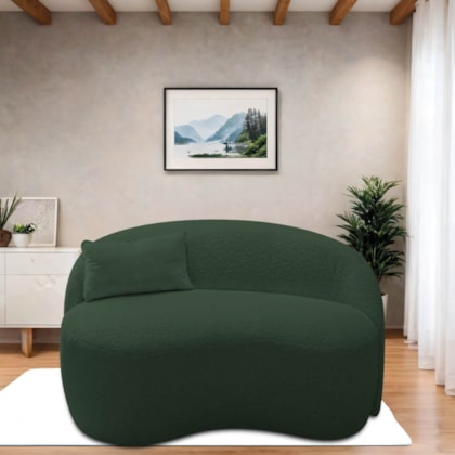 Sofá Curvo Freesia Design Orgânico Moderno 180cm Suede Verde