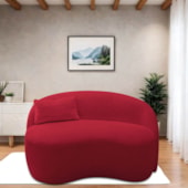 Sofá Curvo Freesia Design Orgânico Moderno 180cm Suede Vermelho