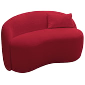Sofá Curvo Freesia Design Orgânico Moderno 180cm Suede Vermelho
