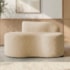 Sofá Curvo Malta 1 Lugar Compacto Moderno Luxo Bouclé Bege