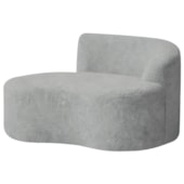 Sofá Curvo Malta 1 Lugar Compacto Moderno Luxo Bouclé Cinza