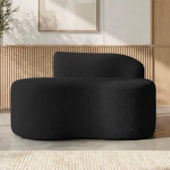 Sofá Curvo Malta 1 Lugar Compacto Moderno Luxo Bouclé Preto