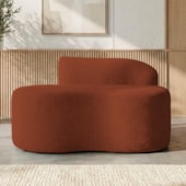Sofá Curvo Malta 1 Lugar Compacto Moderno Luxo Bouclé Terracota