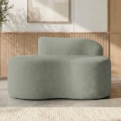 Sofá Curvo Malta 1 Lugar Compacto Moderno Luxo Bouclé Verde Oliva