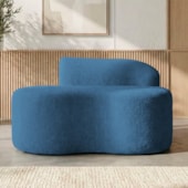 Sofá Curvo Malta 1 Lugar Compacto Moderno Luxo Linho Azul Royal