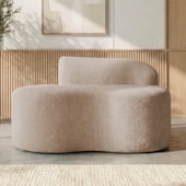 Sofá Curvo Malta 1 Lugar Compacto Moderno Luxo Linho Bege