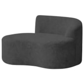 Sofá Curvo Malta 1 Lugar Compacto Moderno Luxo Linho Cinza Escuro