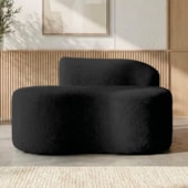 Sofá Curvo Malta 1 Lugar Compacto Moderno Luxo Linho Preto