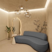 Sofá Curvo Sala de Estar Recepção Consultório Amsterdã 250cm Linho Cinza Escuro