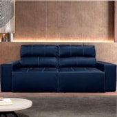 Sofá de Couro 2 Lugares Alabama 250cm USB M06 Cor Blue Bicolor 502 - Amarena Móveis