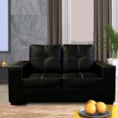 Sofá de Couro 2 Lugares Londres 151cm M06 Cor Preto 450 - Amarena Móveis