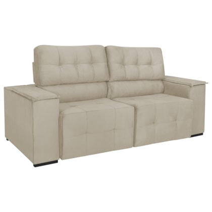 Sofá Luxo Recepção Escritorio Sala Vicenza 210cm Bouclé Bege