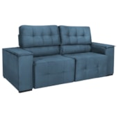 Sofá Luxo Recepção Escritorio Sala Vicenza 210cm Linho Azul Royal
