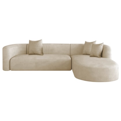 Sofá Modular Celinne Luxuoso Sala de Estar Decoração Luxo 265cm Bouclé Bege