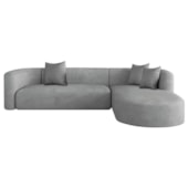 Sofá Modular Celinne Luxuoso Sala de Estar Decoração Luxo 265cm Bouclé Cinza