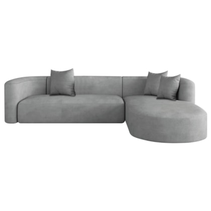 Sofá Modular Celinne Luxuoso Sala de Estar Decoração Luxo 265cm Bouclé Cinza
