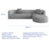 Sofá Modular Celinne Luxuoso Sala de Estar Decoração Luxo 265cm Bouclé Cinza