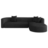 Sofá Modular Celinne Luxuoso Sala de Estar Decoração Luxo 265cm Bouclé Preto