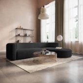 Sofá Modular Celinne Luxuoso Sala de Estar Decoração Luxo 265cm Bouclé Preto