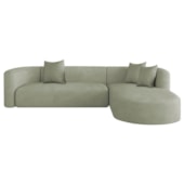 Sofá Modular Celinne Luxuoso Sala de Estar Decoração Luxo 265cm Bouclé Verde Oliva