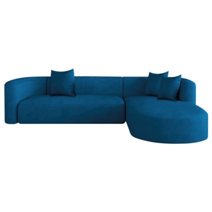 Sofá Modular Celinne Luxuoso Sala de Estar Decoração Luxo 265cm Linho Azul Royal