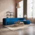 Sofá Modular Celinne Luxuoso Sala de Estar Decoração Luxo 265cm Linho Azul Royal