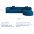 Sofá Modular Celinne Luxuoso Sala de Estar Decoração Luxo 265cm Linho Azul Royal