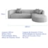 Sofá Modular Celinne Luxuoso Sala de Estar Decoração Luxo 265cm Linho Cinza Claro