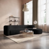 Sofá Modular Celinne Luxuoso Sala de Estar Decoração Luxo 265cm Linho Preto