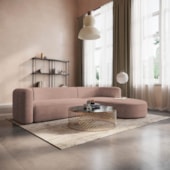 Sofá Modular Celinne Luxuoso Sala de Estar Decoração Luxo 265cm Linho Rose