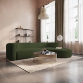 Sofá Modular Celinne Luxuoso Sala de Estar Decoração Luxo 265cm Linho Verde