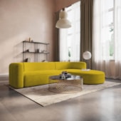 Sofá Modular Celinne Luxuoso Sala de Estar Decoração Luxo 265cm Suede Amarelo