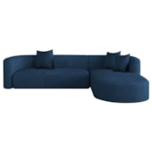 Sofá Modular Celinne Luxuoso Sala de Estar Decoração Luxo 265cm Suede Azul Marinho