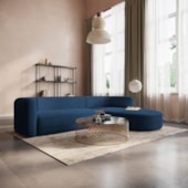 Sofá Modular Celinne Luxuoso Sala de Estar Decoração Luxo 265cm Suede Azul Marinho