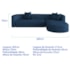 Sofá Modular Celinne Luxuoso Sala de Estar Decoração Luxo 265cm Suede Azul Marinho