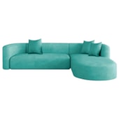 Sofá Modular Celinne Luxuoso Sala de Estar Decoração Luxo 265cm Suede Azul Tiffany
